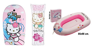 Barca, tabla de surf y colchoneta Hello Kitty